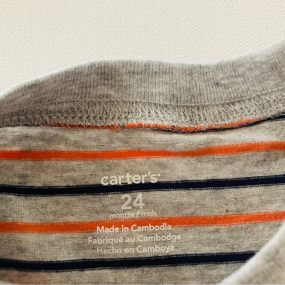 Carter’s 24 Months Baby Boy Bear Shortalls & Tee Set Outfit Blue Grey - Picture 3 of 4